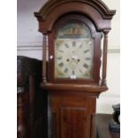 19th Century mahogany longcase clock, the broken arch hood and rectangular panel door with