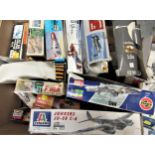 Boxed quantity of unbuilt Naval and aviation models by Airfix, Italeri, Matchbox and others