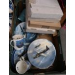 Box containing a quantity of mid to late 20th Century aviation related ceramics