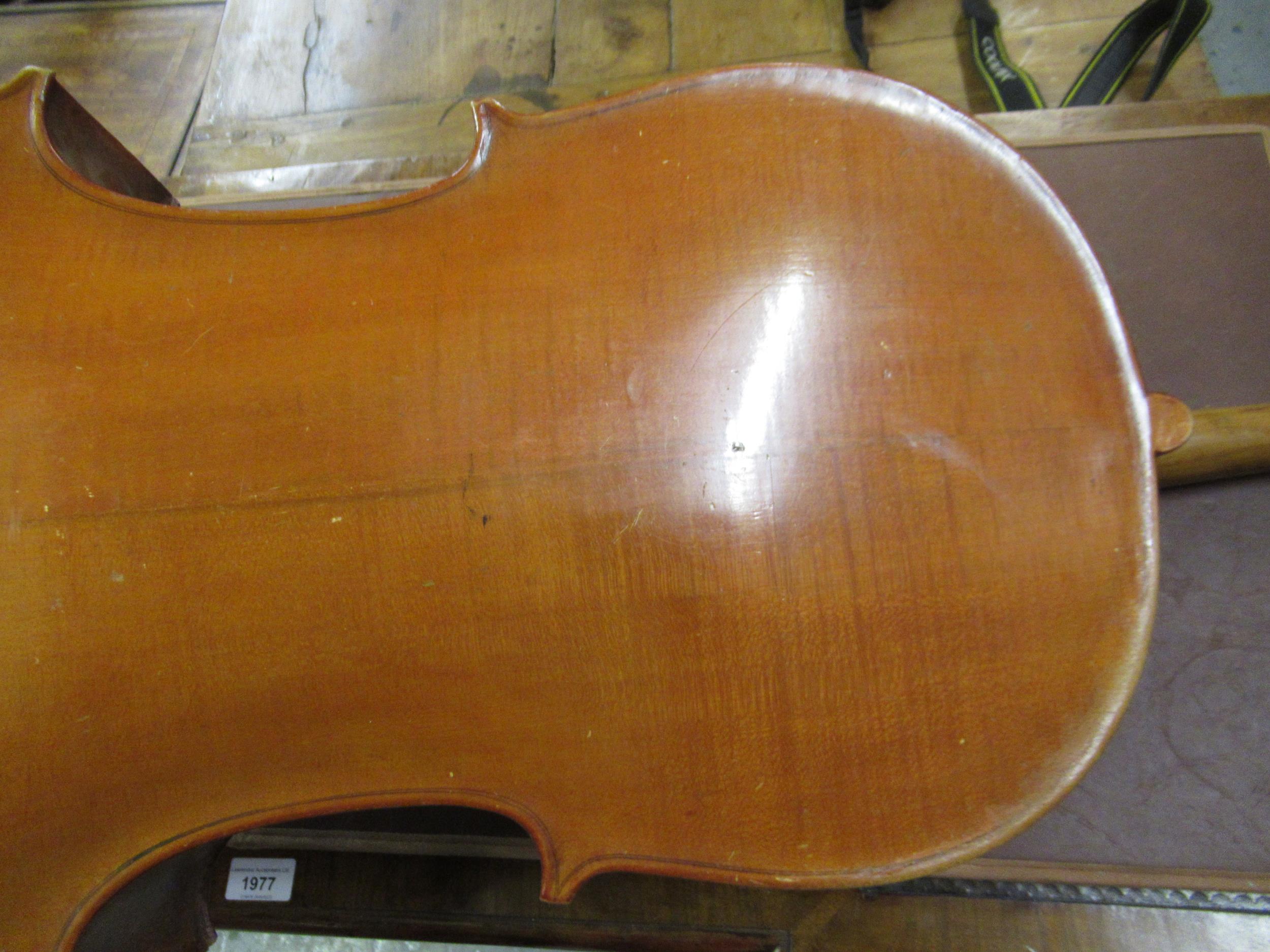 Late 19th / early 20th Century cello with 29.5in two section back, with bow, in a soft case - Image 20 of 32