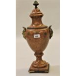 18th / 19th Century rouge marble and ormolu mounted pedestal urn, the gilt finial above a pair of