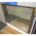 Large modern gilt framed rectangular wall mirror with engraved decoration of swans and a late 19th