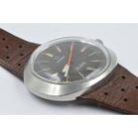 Omega Dynamic gentleman's stainless steel wristwatch, with original brown leather strap Winds and