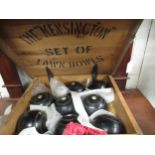 Cased set of Kensington lawn bowls