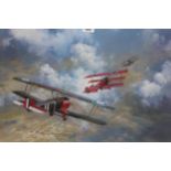 Frank Wootton Limited Edition coloured print of a World War I dog fight, No. 450 of 850, signed in