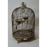 Small 20th Century brass wirework bird cage, 18ins high