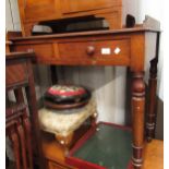 19th Century mahogany side table having galleried back, two drawers with knob handles, raised on