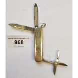 Tiffany & Co. silver and 18ct gold plated Swiss miniature penknife