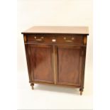 Good quality mahogany and crossbanded side cabinet in George III style by William Tillman, the plain