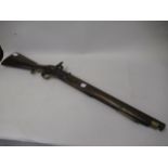 Small 19th Century percussion cap musket with brass trigger guard, 36ins long