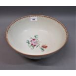 Chinese famille rose circular pedestal bowl painted with exotic birds and flowers (hairline