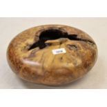 Terry Harvey, burr wych elm turned squat form bowl with natural features, 12ins diameter