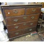 19th Century oak chest of two short drawers over three long graduated drawers with brass swan neck