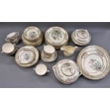 Extensive Indian tree pattern fifty seven piece dinner service, including meat plates, dinner