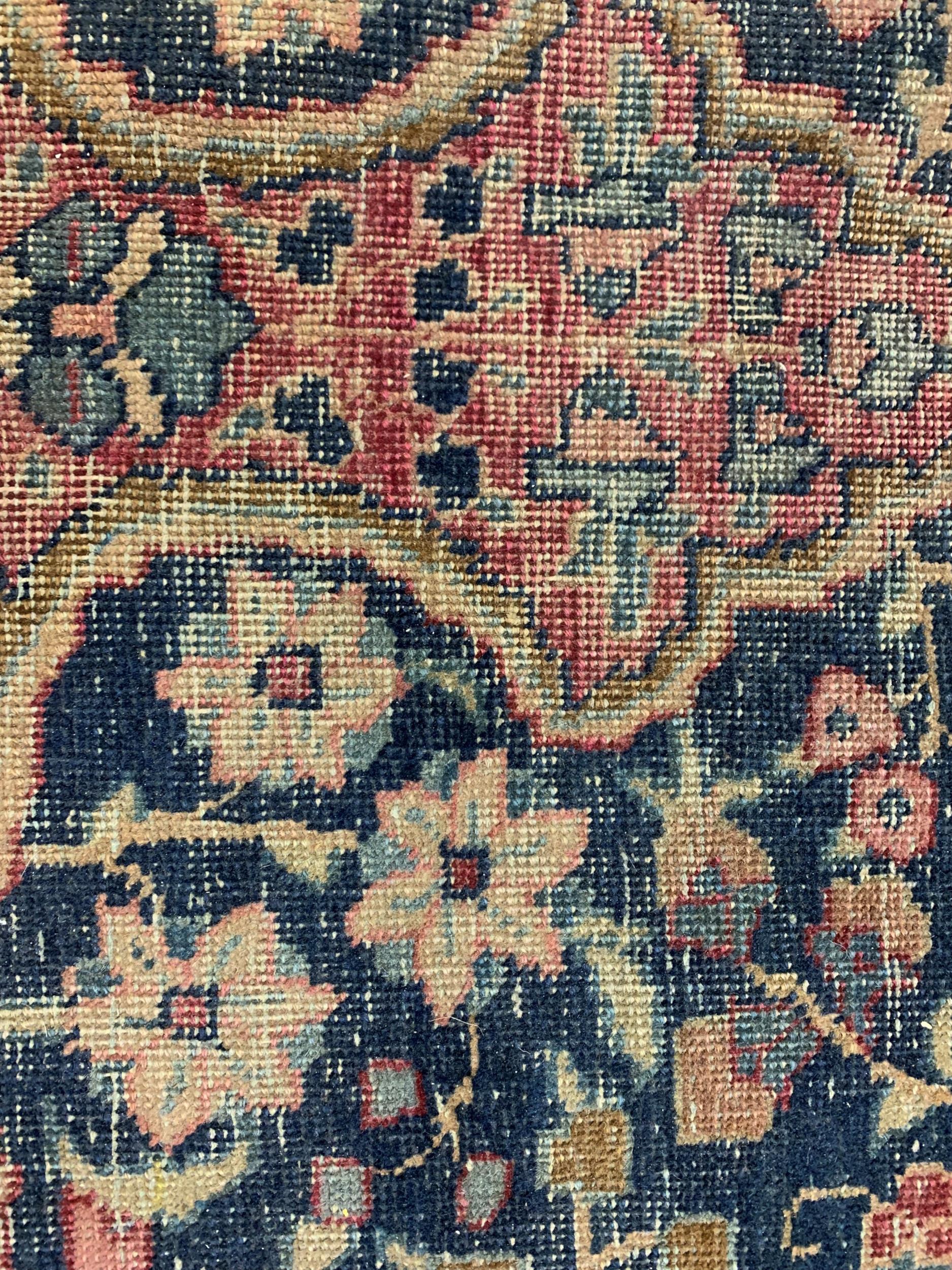 Tabriz carpet with a lobed medallion and all-over floral design on a midnight blue ground with - Image 4 of 5