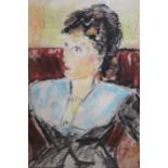 Paul Maze signed pastel, portrait of a seated lady, 17.5ins x 15ins