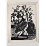 Clare Leighton, woodcut print, ' Picking Apples ', 8.25ins x 5.75ins, unframed