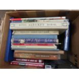 Two boxes containing a quantity of various 20th Century books, including King Alberts book, and