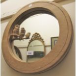 Unusual 20th Century circular ash wall mirror carved with two owls on a branch, 16.5ins diameter