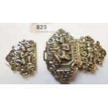 19th Century Indian silver nurses belt buckle cast with various figures In very good condition