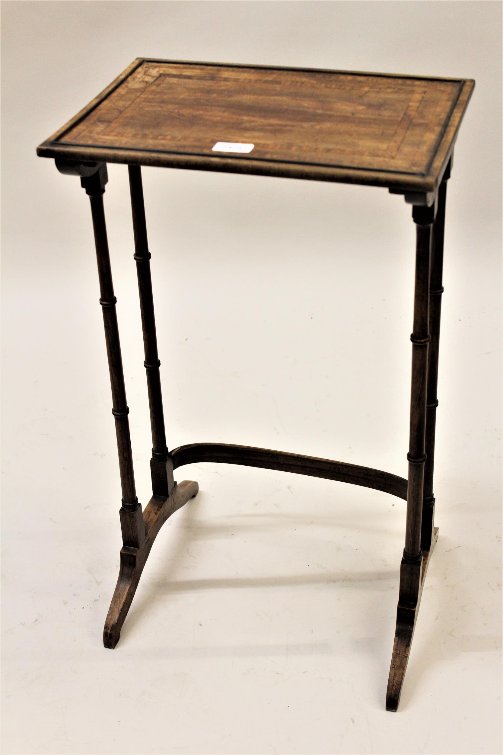 19th Century rectangular mahogany, rosewood and inlaid occasional table (from a nest of tables),