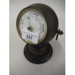 Late 19th / early 20th Century brass cased ball form desk barometer with enamel dial, ring side