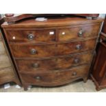 19th Century mahogany bow front chest of two short and three long graduated drawers with brass