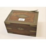 Small Eastern rosewood brass inlaid casket, 8ins x 6ins