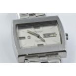 Favre-Leuba Sea Raider gentleman's rectangular stainless steel wristwatch, the silvered dial with