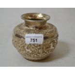 Small Burmese silver squat baluster vase, 5.5oz
