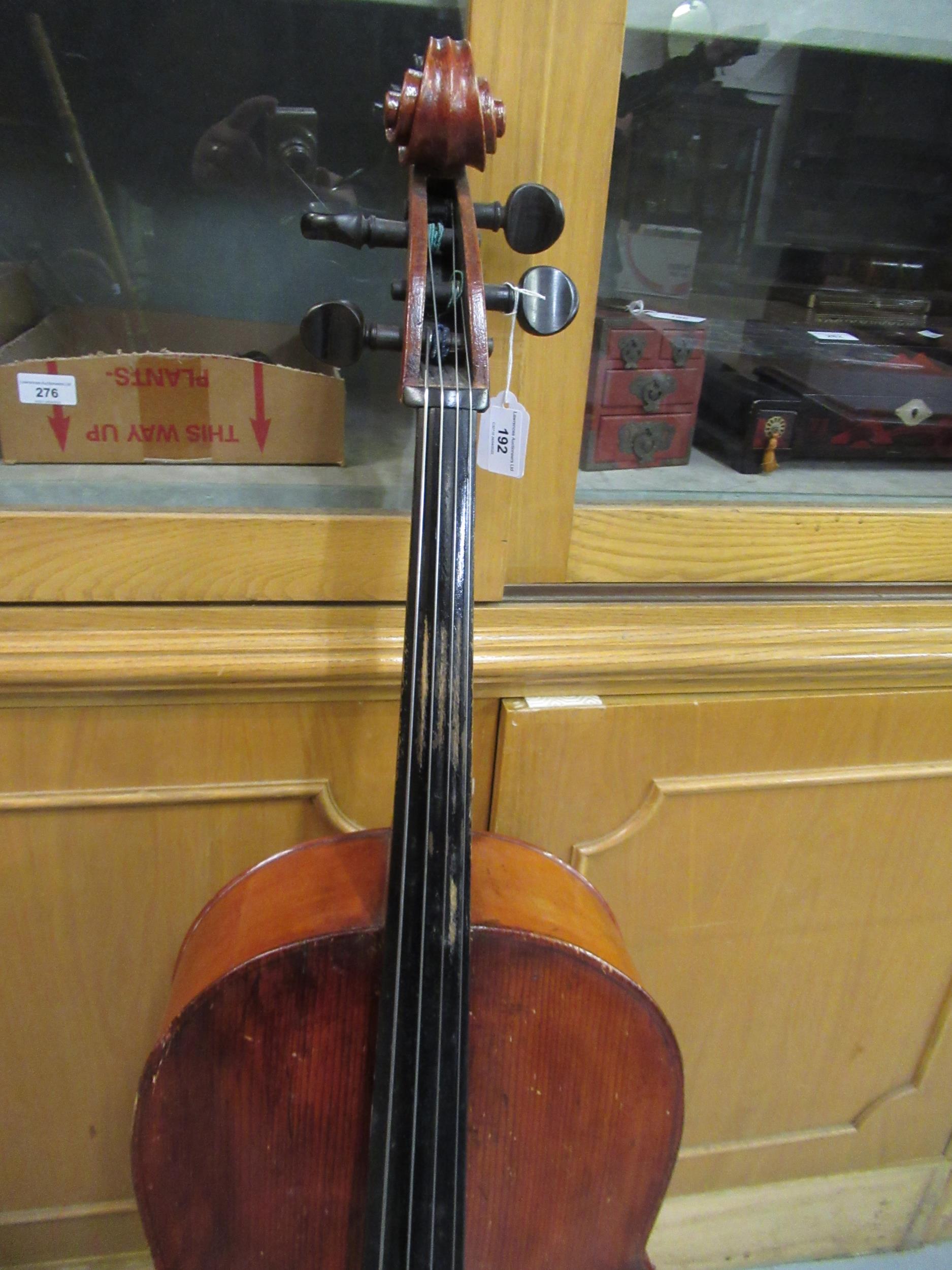 Late 19th / early 20th Century cello with 29.5in two section back, with bow, in a soft case - Image 22 of 32