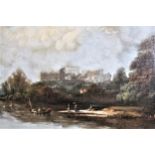 Thomas Pyne, oil on canvas, ' Windsor Castle from the Thames ', 12.25ins x 17.75ins approximately,