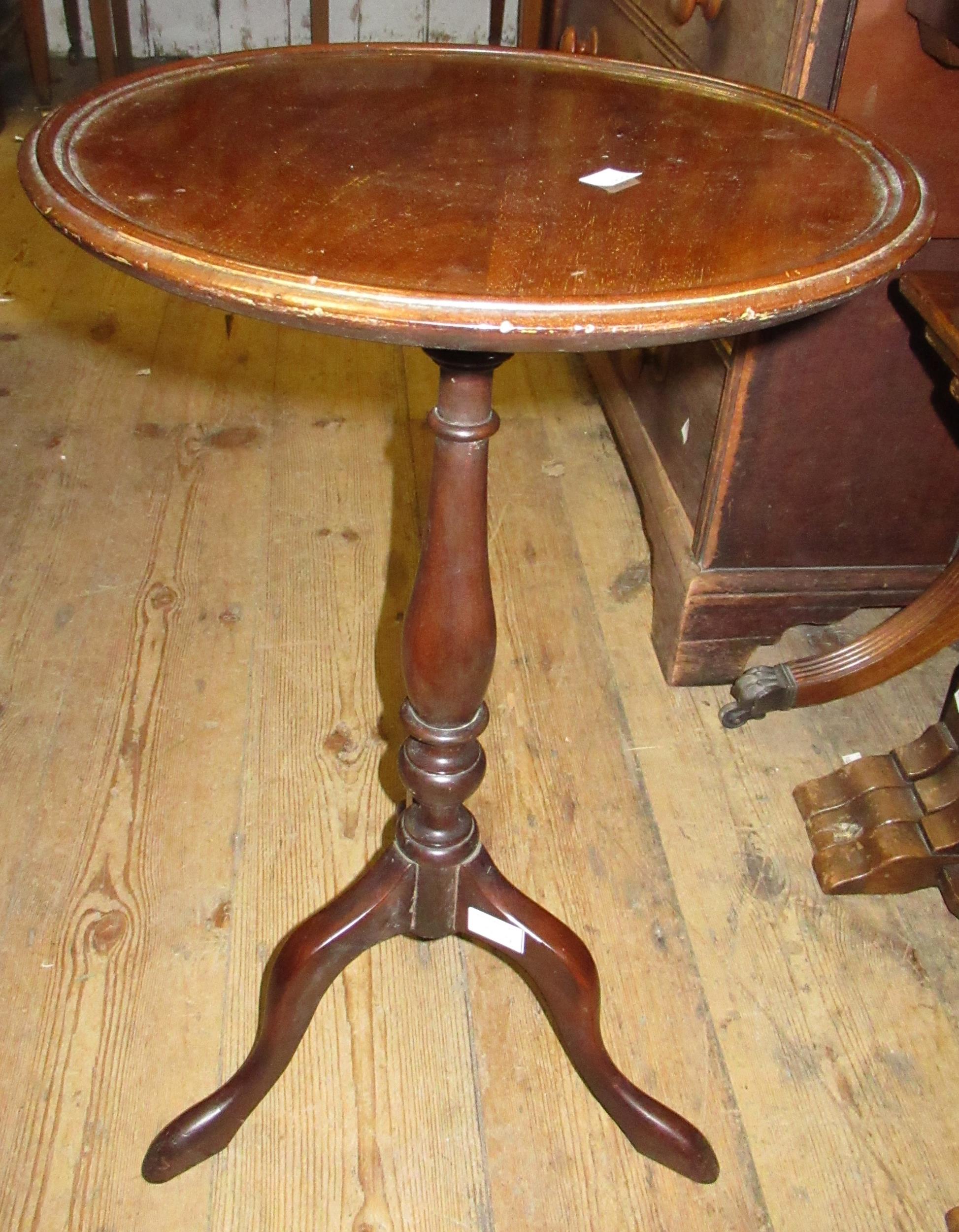 1920's Circular mahogany two tier dumb waiter on tripod support, together with a similar wine table - Image 2 of 2