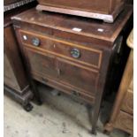 George III mahogany satinwood crossbanded and ebony line inlaid double fold-over washstand with