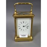 Henry Capt, Geneva, gilt brass carriage clock, the enamel dial with Roman numerals, with a two train