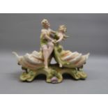 Continental porcelain figural shell form dish