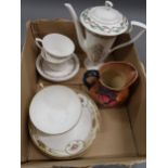 Royal Worcester coffee set, together with a Noritake trio and a pottery jug