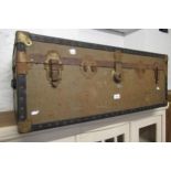 Overpond travel trunk with gilt metal mounts and original travel labels, 36ins wide together with
