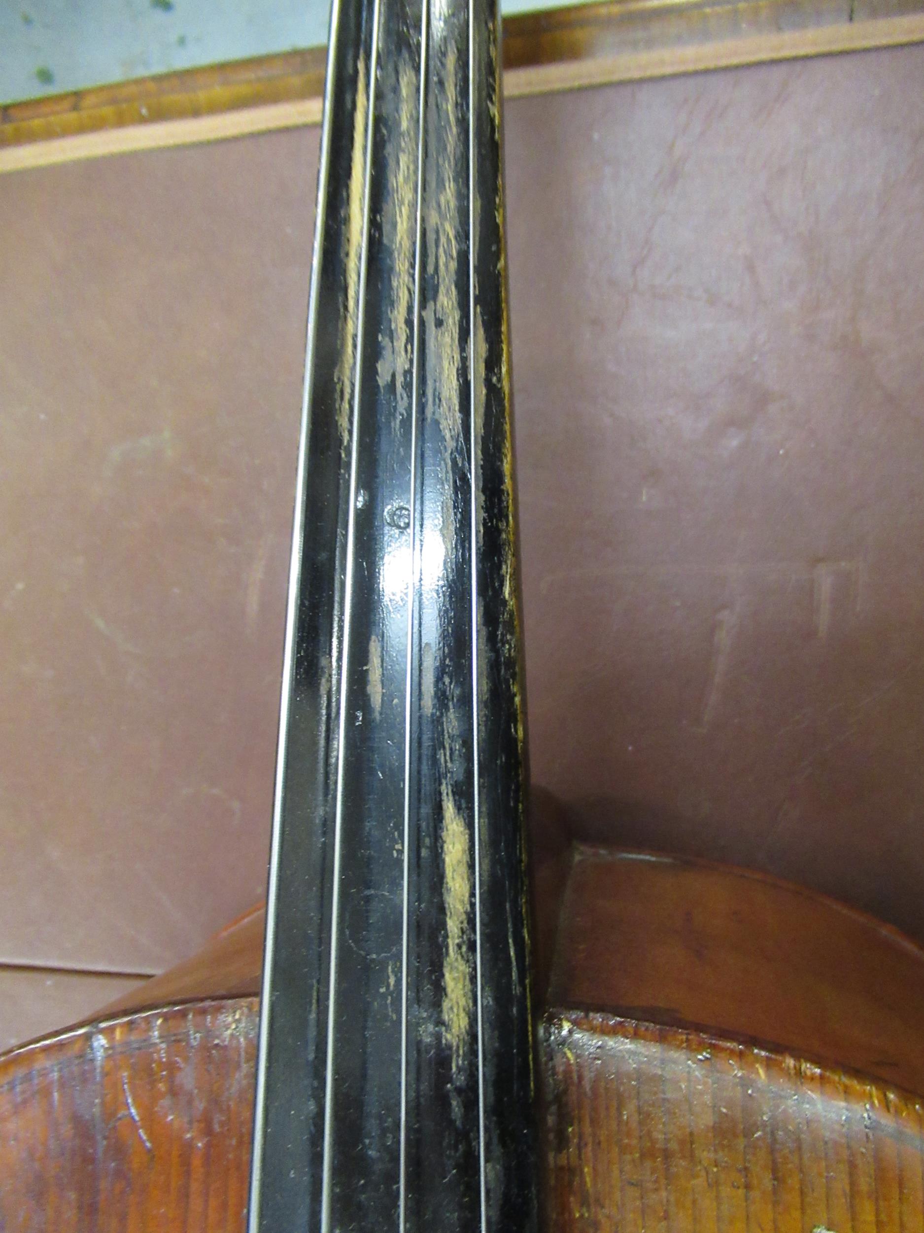 Late 19th / early 20th Century cello with 29.5in two section back, with bow, in a soft case - Image 17 of 32