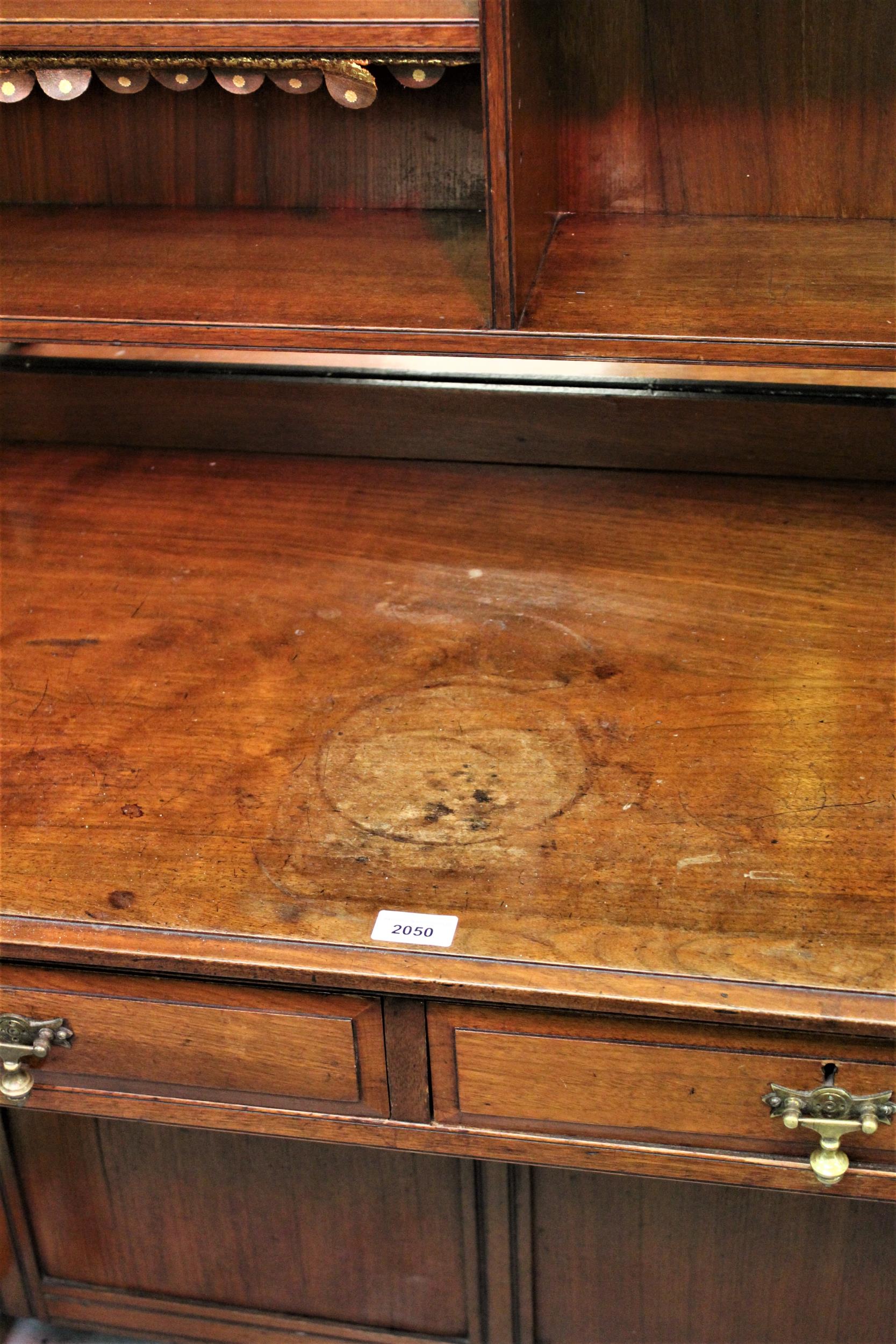 Small late 19th Century walnut Aesthetic side cabinet, the galleried top with open adjustable - Image 2 of 2