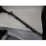 19th Century percussion cap musket with a walnut stock, 47.5ins long