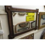 1940's Oak shaped rectangular wall mirror with bevelled edged plate