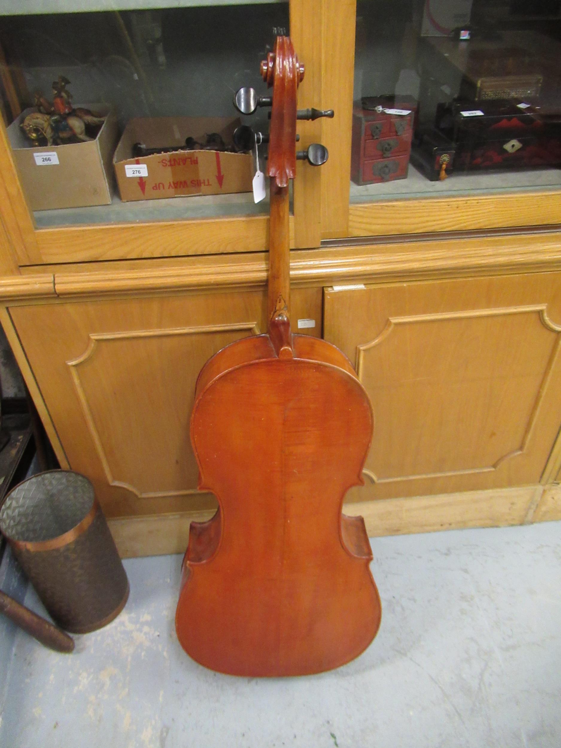 Late 19th / early 20th Century cello with 29.5in two section back, with bow, in a soft case - Image 25 of 32