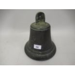 20th Century bronze bell with clapper, 8.5ins high x 8ins diameter