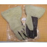 Pair of mid 20th Century leather and sheepskin gauntlet type motoring gloves