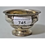 George III London silver circular pedestal bowl having embossed swag and half gadroon decoration