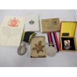 Territorial Army George VI efficient service medal, World War II service medal, 39/45 Star medal,