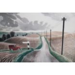 Eric Ravilious Limited Edition No.363 of 950 coloured print, titled ' Wiltshire Landscape ',