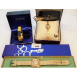Lucien Piccard ladies gold plated gem set wristwatch in original box, a Prester wristwatch in