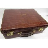 Edwards & Sons, Regent Street, small crocodile skin case with brass fittings, 17ins x 14ins x 6ins